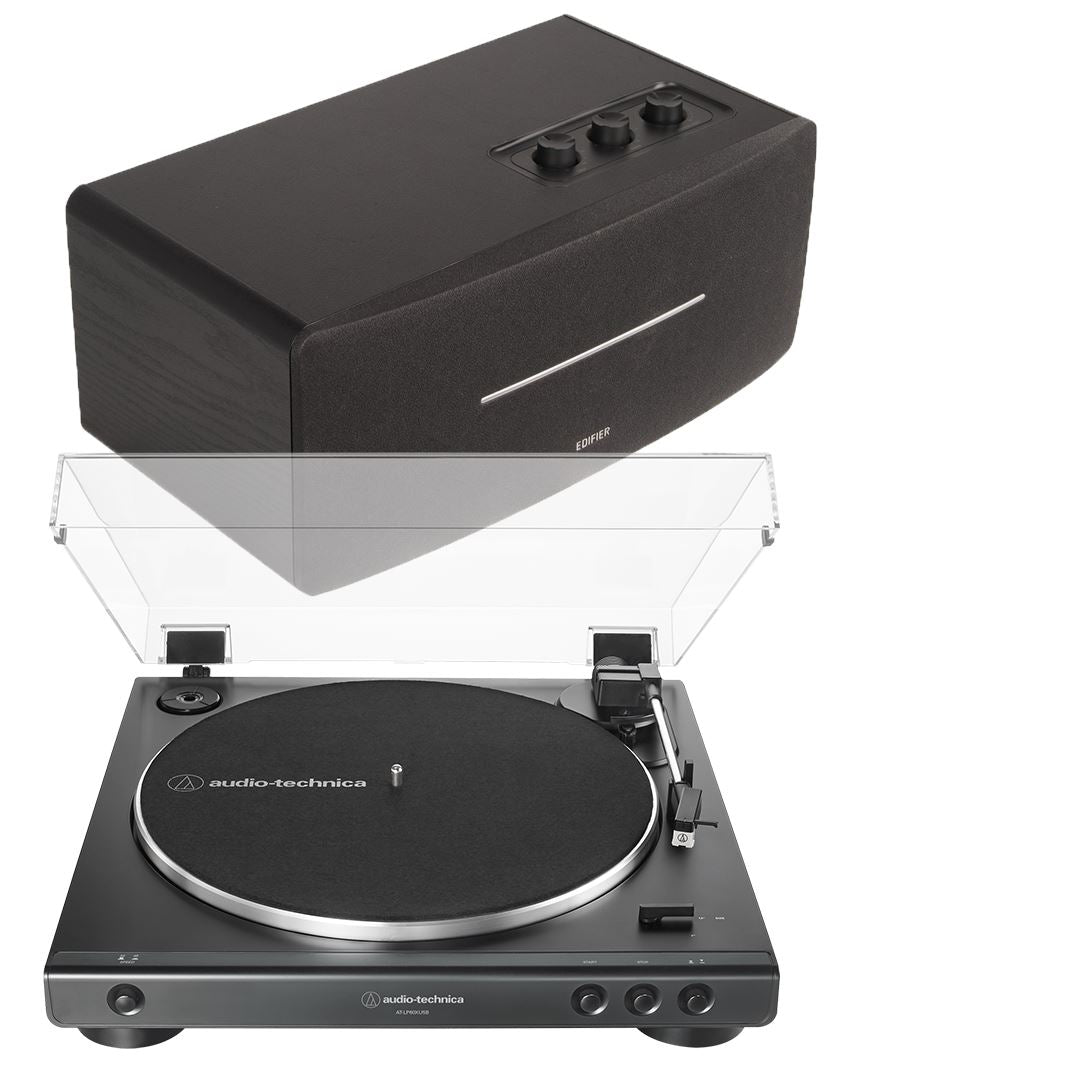 Audio-Technica LP60X Turntable + Edifier D12 Active Bluetooth Speaker
