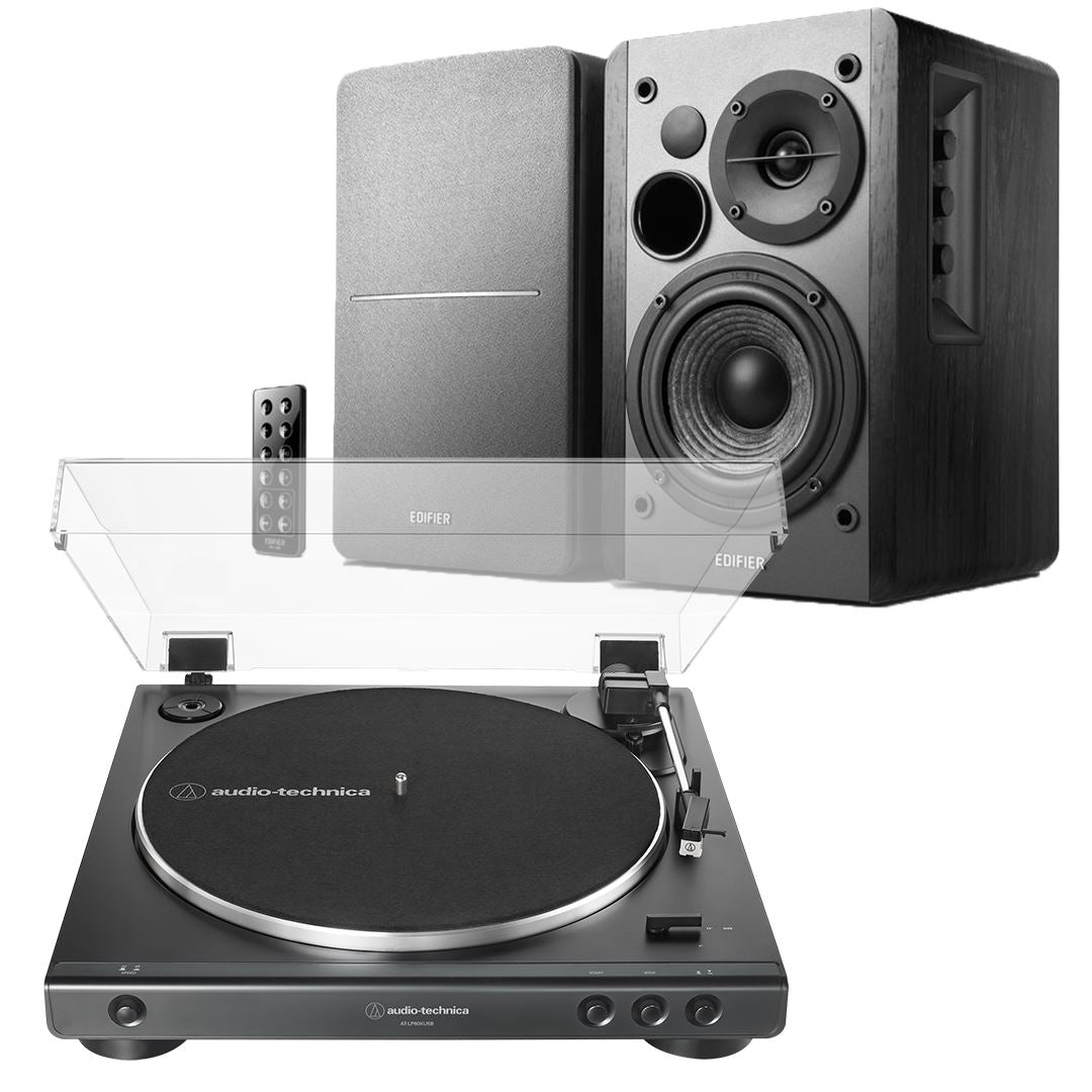 Audio-Technica LP60X Turntable + Edifier R1280DB Active Bluetooth Speakers